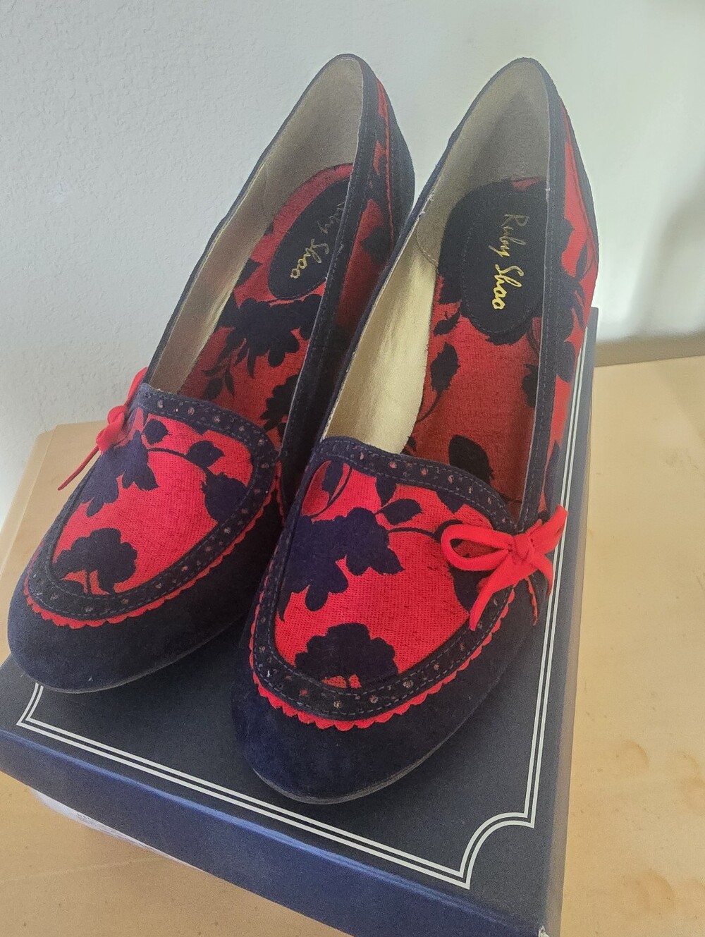 Ruby Shoo Navy And Red Shoes Style Name :FLORA  size 9 Eu 40